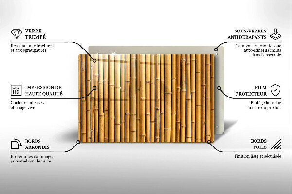 Skleněná deska za sporák Přírodní boho bambus