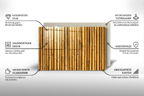 Skleněná deska za sporák Přírodní boho bambus