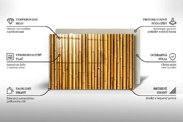 Skleněná deska za sporák Přírodní boho bambus