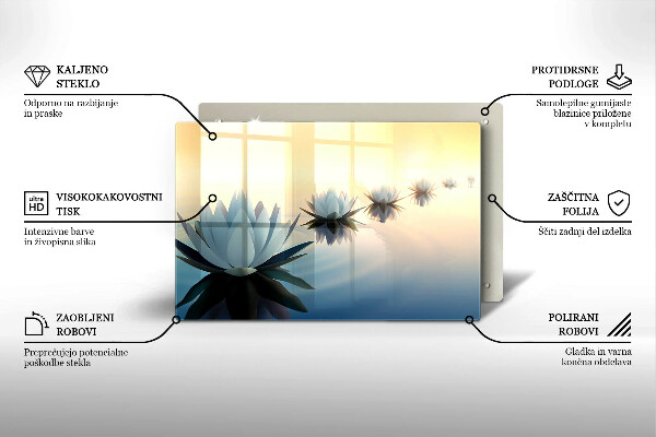 Skleněná deska za sporák Květy lilie na vodě