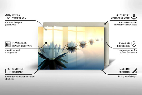 Skleněná deska za sporák Květy lilie na vodě