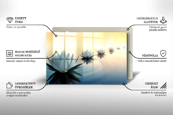 Skleněná deska za sporák Květy lilie na vodě