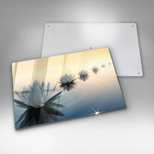 Skleněná deska za sporák Květy lilie na vodě