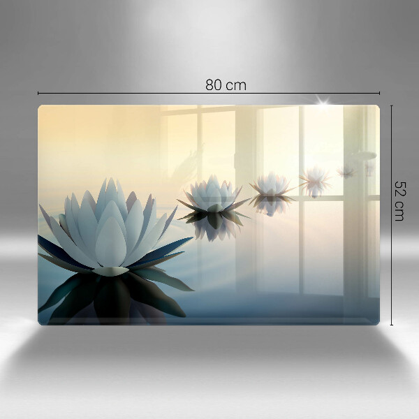 Skleněná deska za sporák Květy lilie na vodě