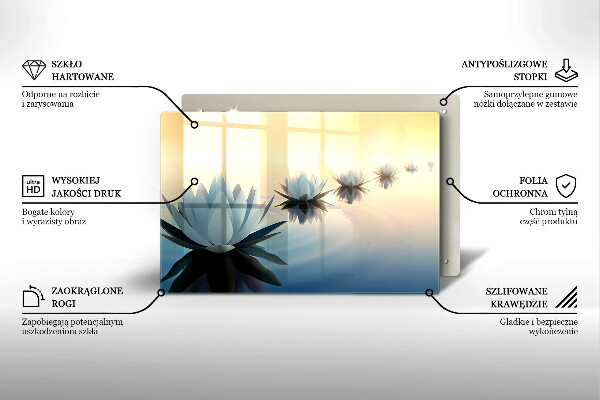 Skleněná deska za sporák Květy lilie na vodě