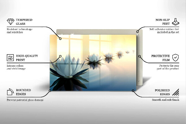 Skleněná deska za sporák Květy lilie na vodě