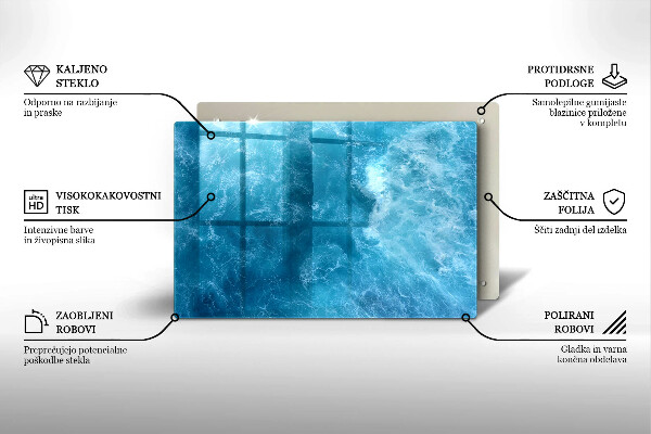 Skleněná deska za sporák Modrá voda