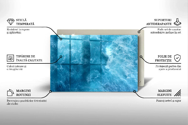 Skleněná deska za sporák Modrá voda