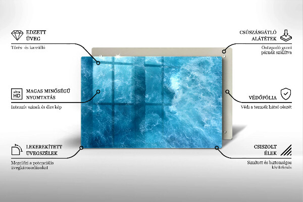 Skleněná deska za sporák Modrá voda