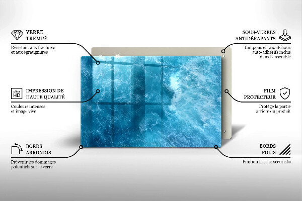 Skleněná deska za sporák Modrá voda