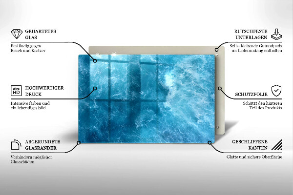 Skleněná deska za sporák Modrá voda