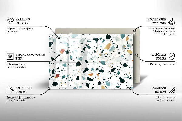 Skleněná deska za sporák Lehká kamenina