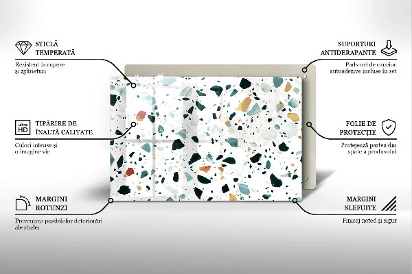 Skleněná deska za sporák Lehká kamenina