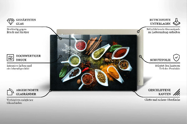 Skleněná deska za sporák Kuchyňské koření