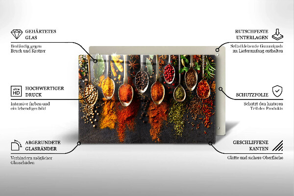 Skleněná deska za sporák Lžíce s kořením