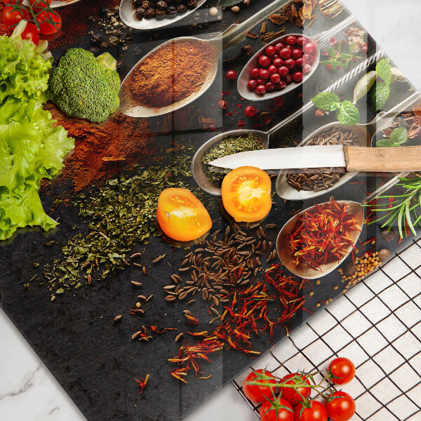 Skleněná deska za sporák Lžíce s kořením