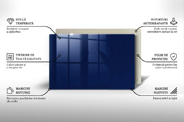 Skleněná deska za sporák Modrá barva