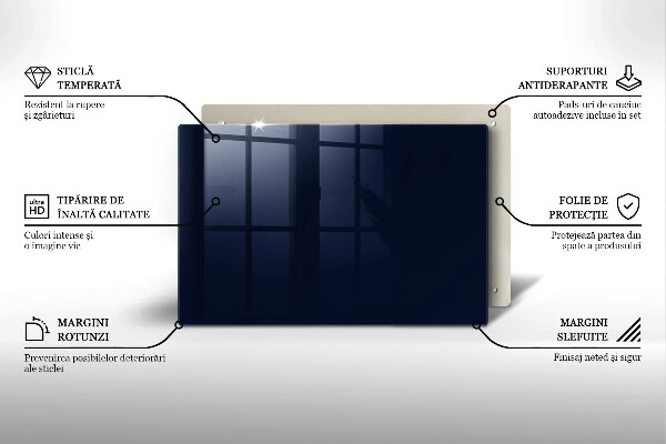 Skleněná deska za sporák námořnická modrá