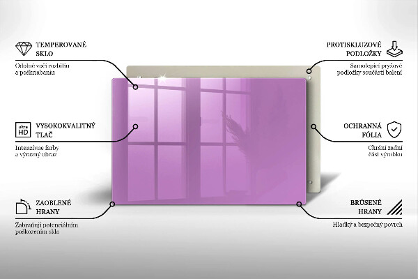 Skleněná deska za sporák Barva fialová
