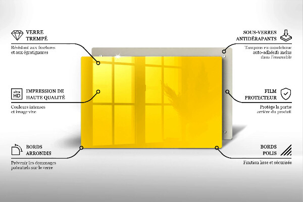 Skleněná deska za sporák Žlutá