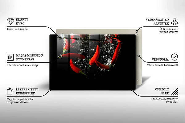 Skleněná deska za sporák Chilli papričky ve vodě