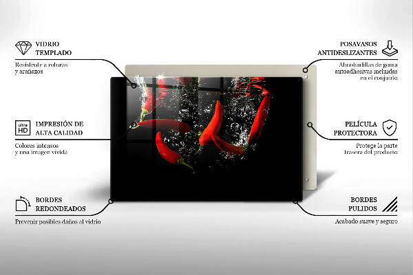 Skleněná deska za sporák Chilli papričky ve vodě