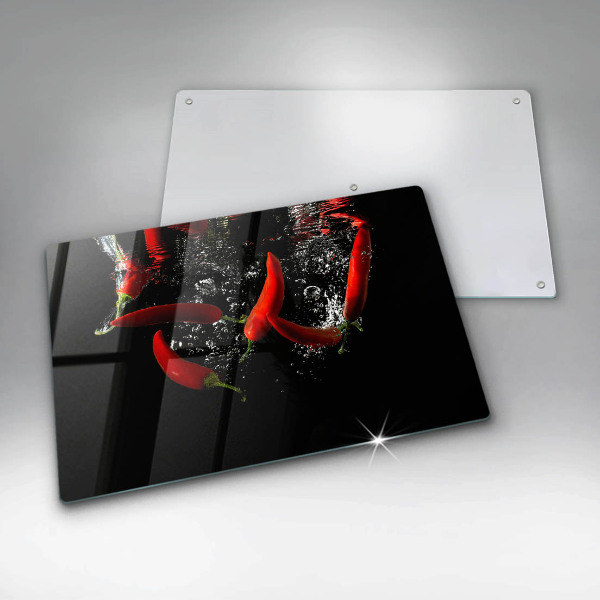 Skleněná deska za sporák Chilli papričky ve vodě
