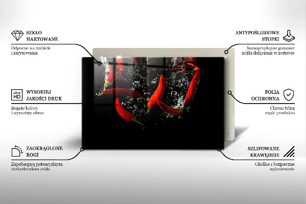 Skleněná deska za sporák Chilli papričky ve vodě