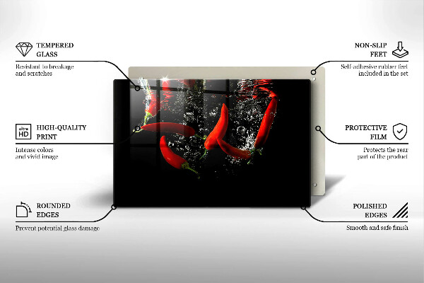 Skleněná deska za sporák Chilli papričky ve vodě