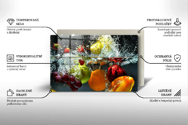 Skleněná deska za sporák Šťavnaté ovoce ve vodě