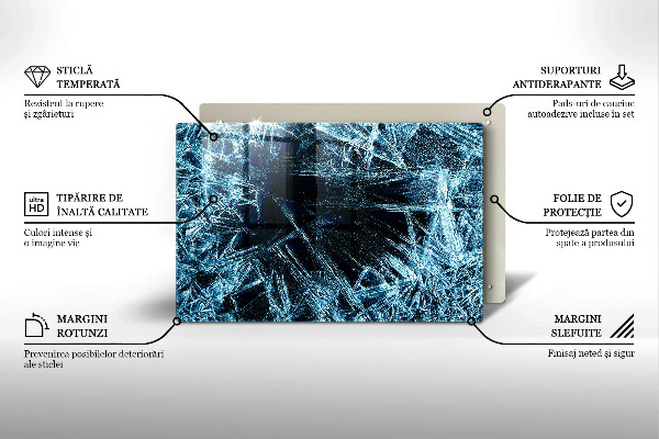 Skleněná deska za sporák Struktura ostrého ledu