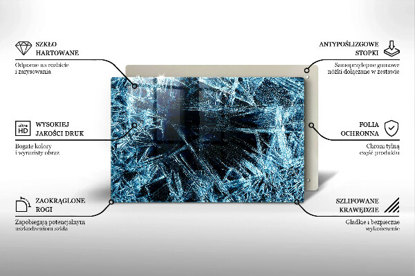 Skleněná deska za sporák Struktura ostrého ledu