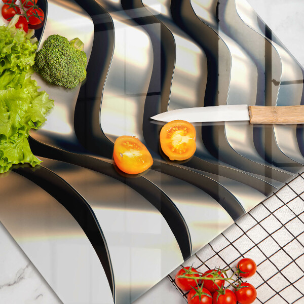 Skleněná deska za sporák 3D kovové tvary