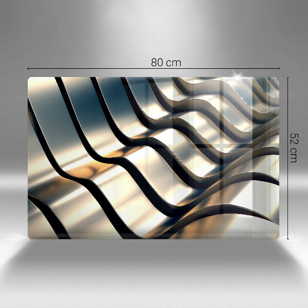 Skleněná deska za sporák 3D kovové tvary