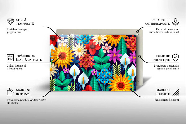 Skleněná deska za sporák Květiny louka ilustrace