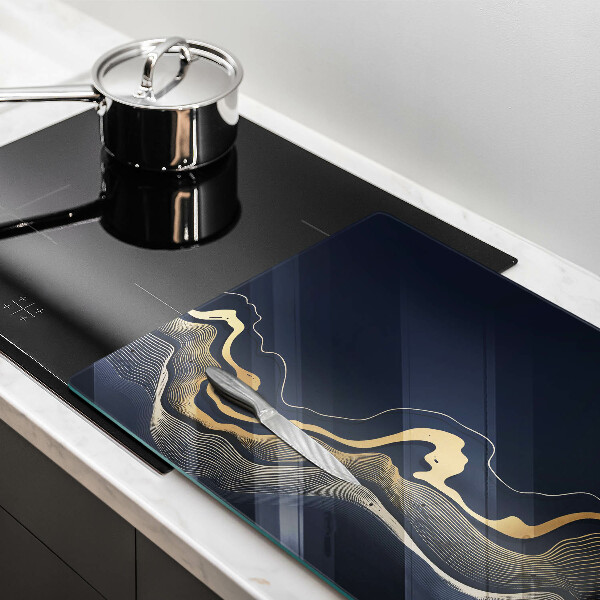 Skleněná deska za sporák Abstraktní zlaté čáry