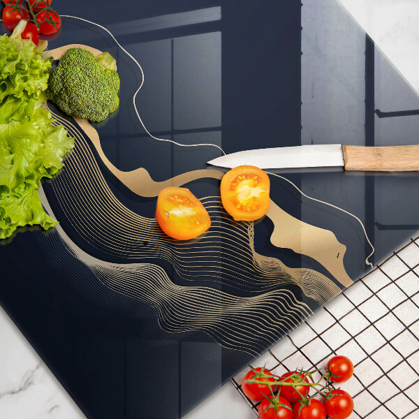 Skleněná deska za sporák Abstraktní zlaté čáry