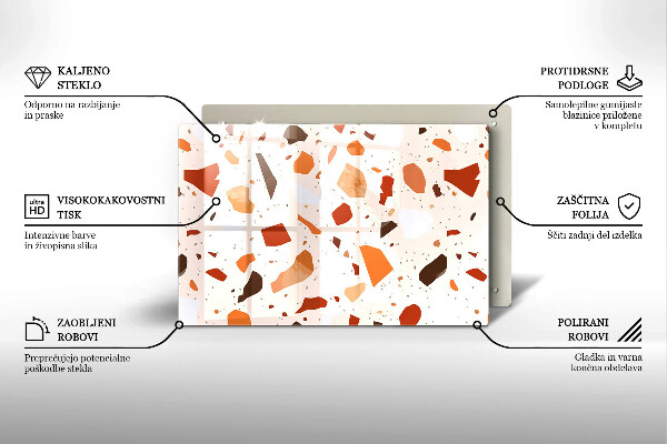 Skleněná deska za sporák Dekorativní kamenina