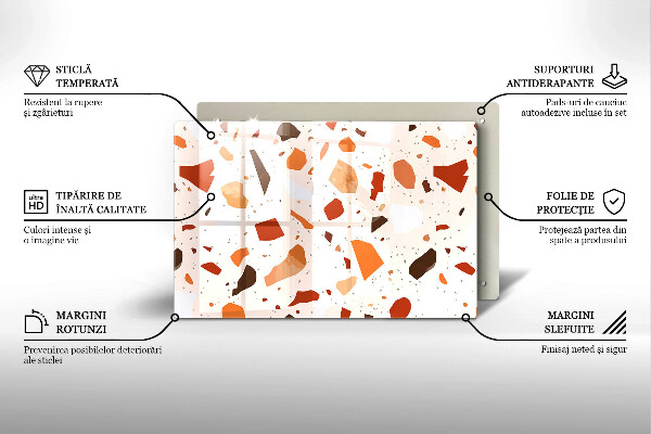 Skleněná deska za sporák Dekorativní kamenina