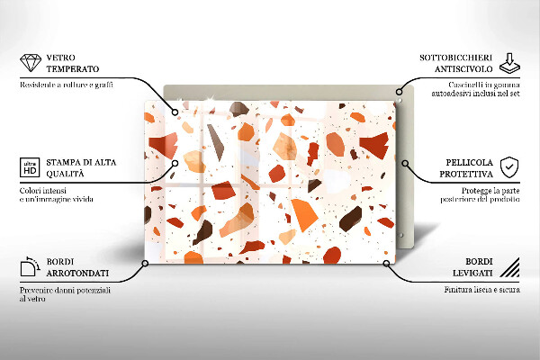 Skleněná deska za sporák Dekorativní kamenina