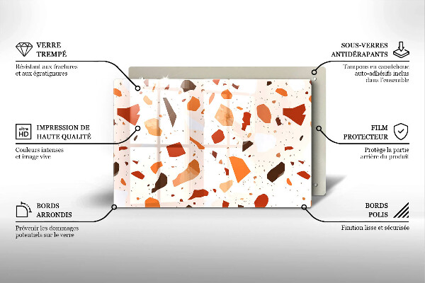 Skleněná deska za sporák Dekorativní kamenina