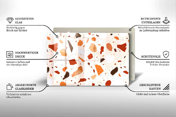 Skleněná deska za sporák Dekorativní kamenina