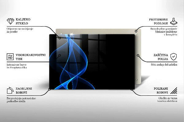 Skleněná deska za sporák Modré čáry kouře
