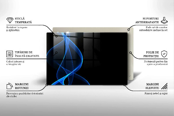 Skleněná deska za sporák Modré čáry kouře