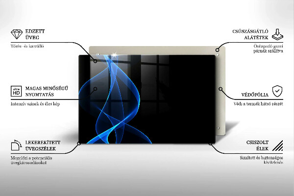 Skleněná deska za sporák Modré čáry kouře