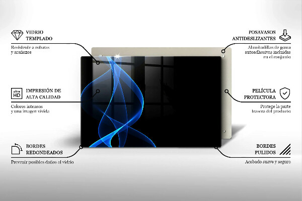 Skleněná deska za sporák Modré čáry kouře