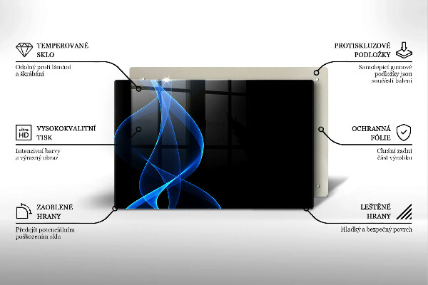 Skleněná deska za sporák Modré čáry kouře