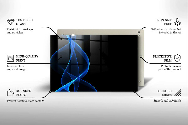 Skleněná deska za sporák Modré čáry kouře