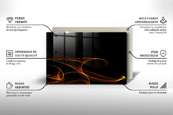 Skleněná deska za sporák Abstraktní linie