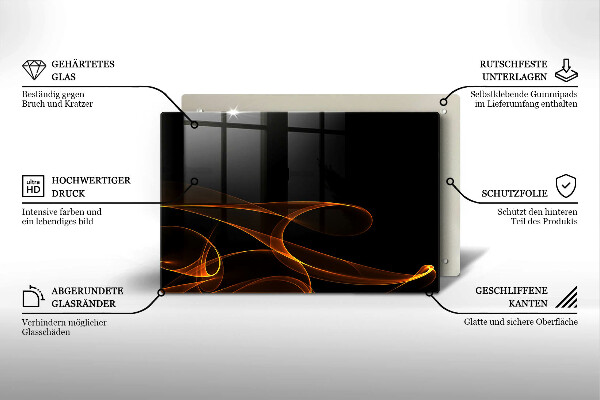 Skleněná deska za sporák Abstraktní linie